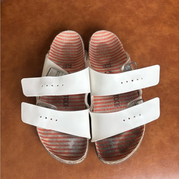 Birkenstock Arizona Patent Leather White Slide Sandals Vacation Preppy size 37 - Picture 4 of 10